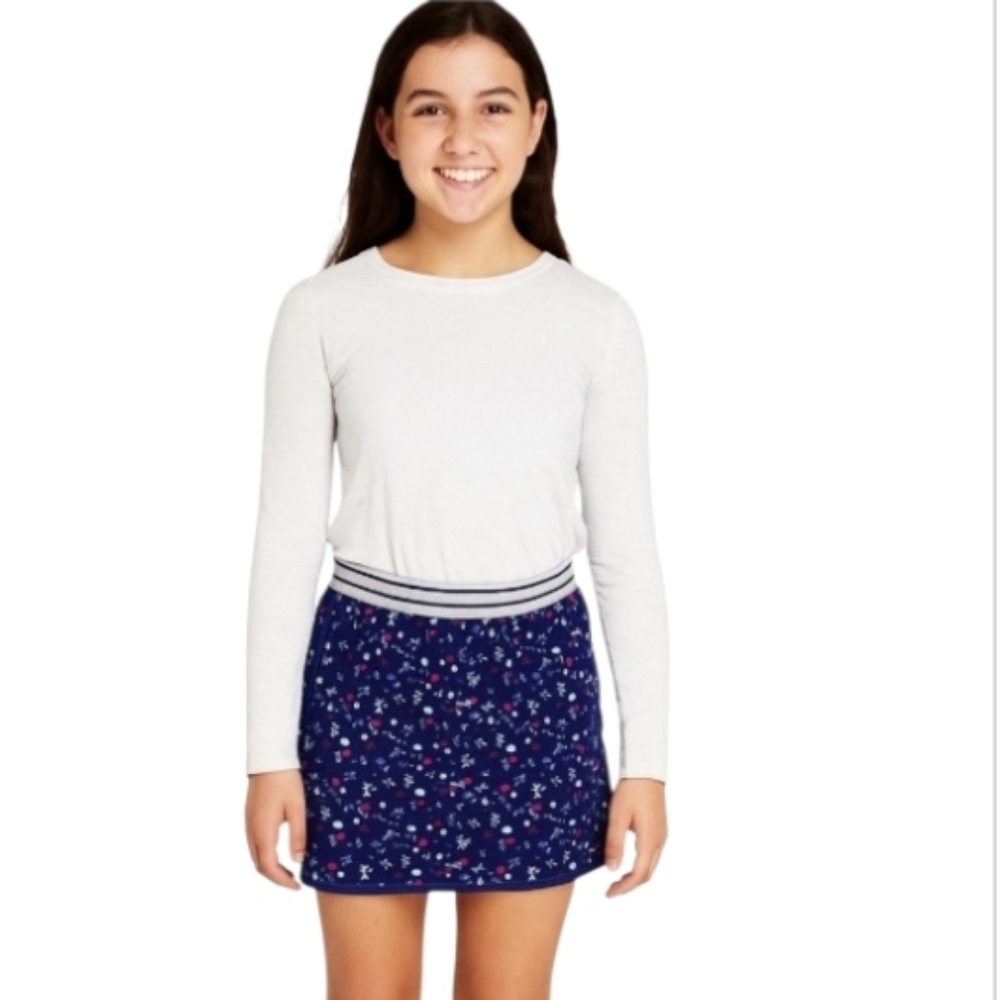 Made In France PETIT Bateau Teen Girl's Quilted Blue Mini Skirt Size 12